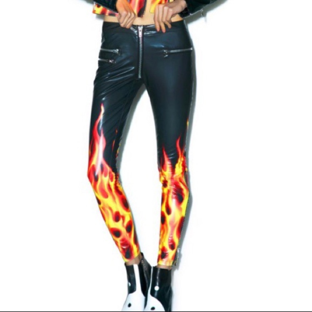 24 HOURS X DOLLZ KILL FLAMIN’ HOT fire MOTO PANTS